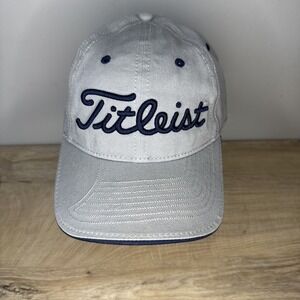 Titleist New Era Golf Hat Cap Gray Navy Script Adjustable Strapback‎ Casual